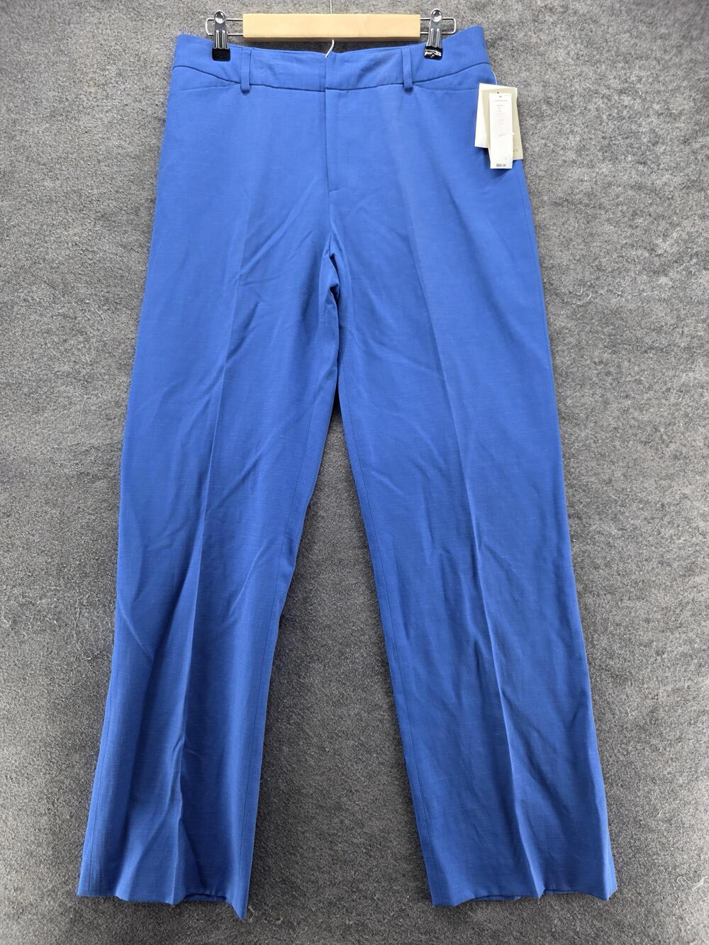 Preston & York Highland Dress Pants Womens 12R Blue Straight Leg Linen Twill NWT